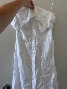 Reformation White Button-Front Midi Dress
